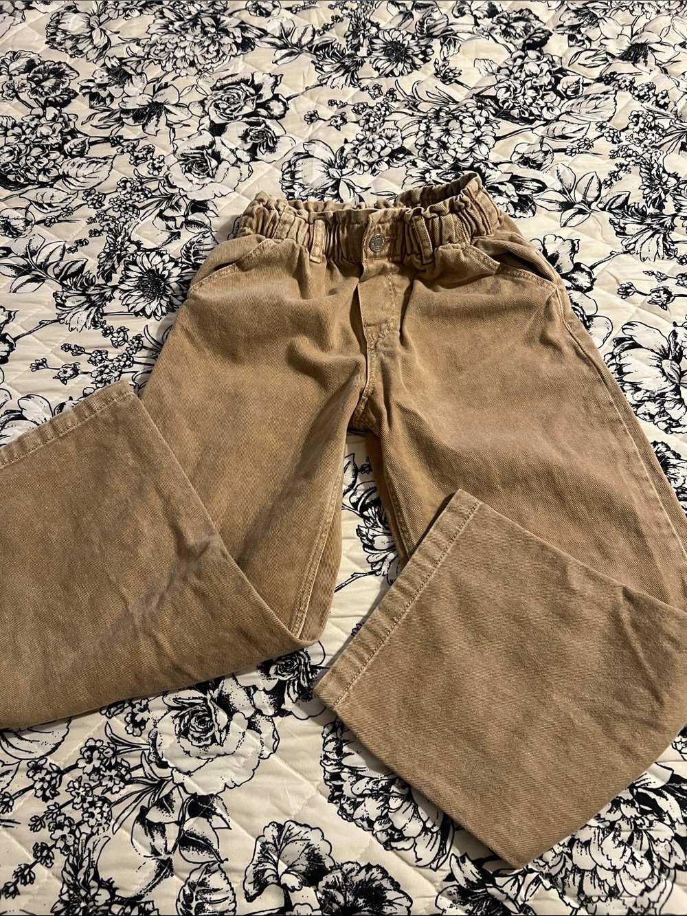 H&M Kids Tan Corduroy Elastic-Waist Joggers